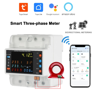 مقياس الطاقة ومُحافظ الجهد الذكي ثلاثي الأطوار (Tuya WiFi 3-Phase Meter 100A)